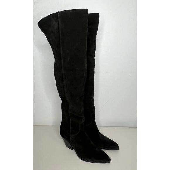 Sam Edelman Julee Pointed Toe Over The Knee Boot Suede Black Women’s Size 9 - Picture 1 of 13